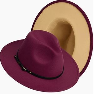 Burgundy and tan two tone fedora